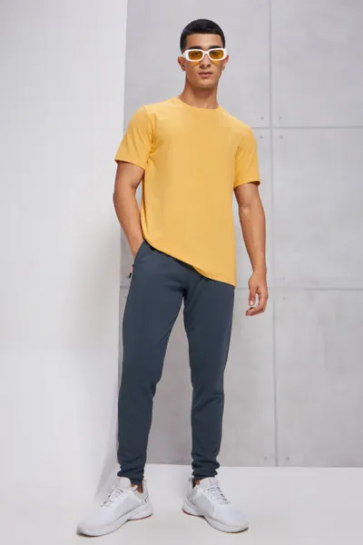 Yellow Round Neck T-shirt for Mens