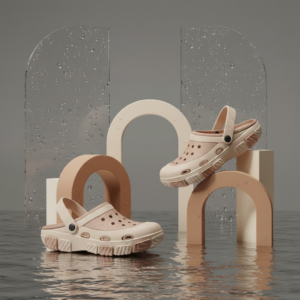 Beige-brown EVA crocs clogs for men front view by Trulyfeb