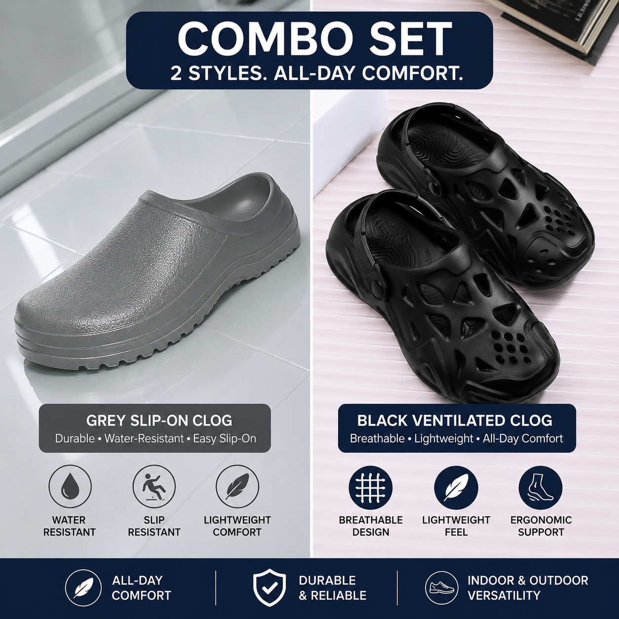 Coastal Comfort Combo Slides Crocs –EVA Clogs (COMBO)