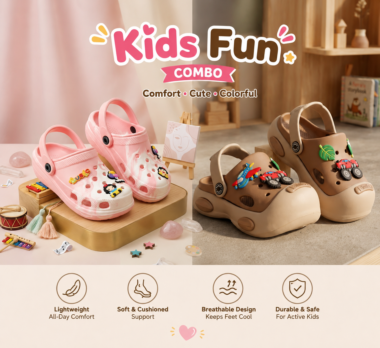 Fun Style Kids Clogs CLOGS – FOR GIRLS (COMBO)
