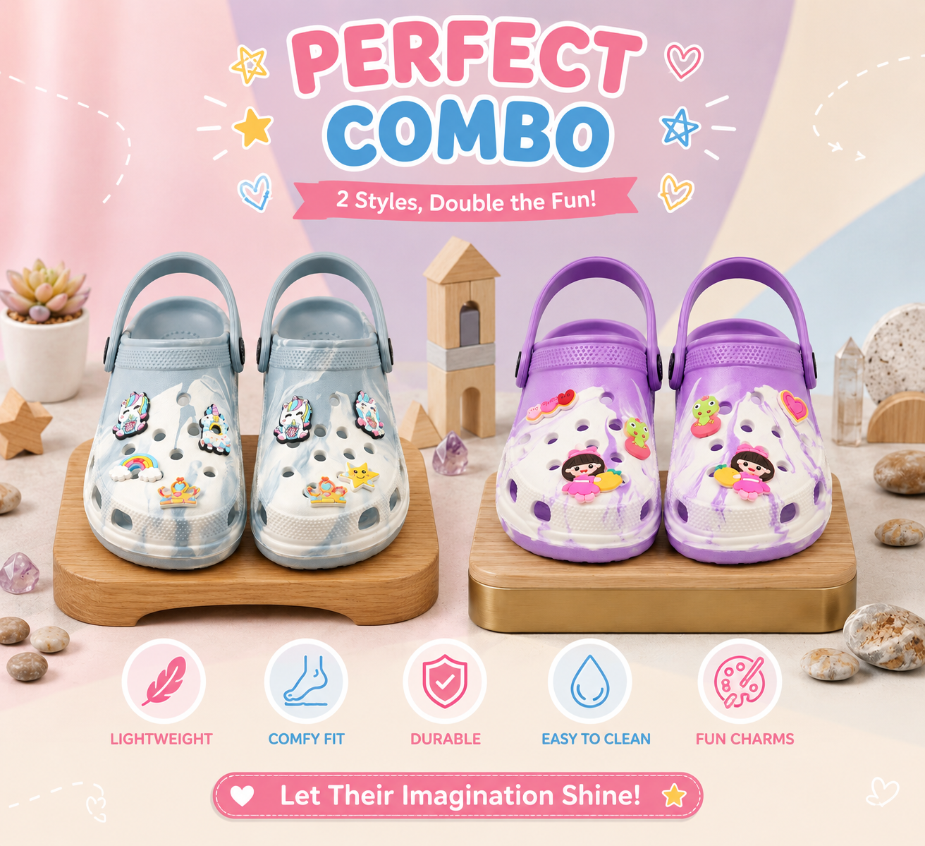 DISNEY PRINCESS SLING BACK CLOGS – FOR GIRLS (COMBO)