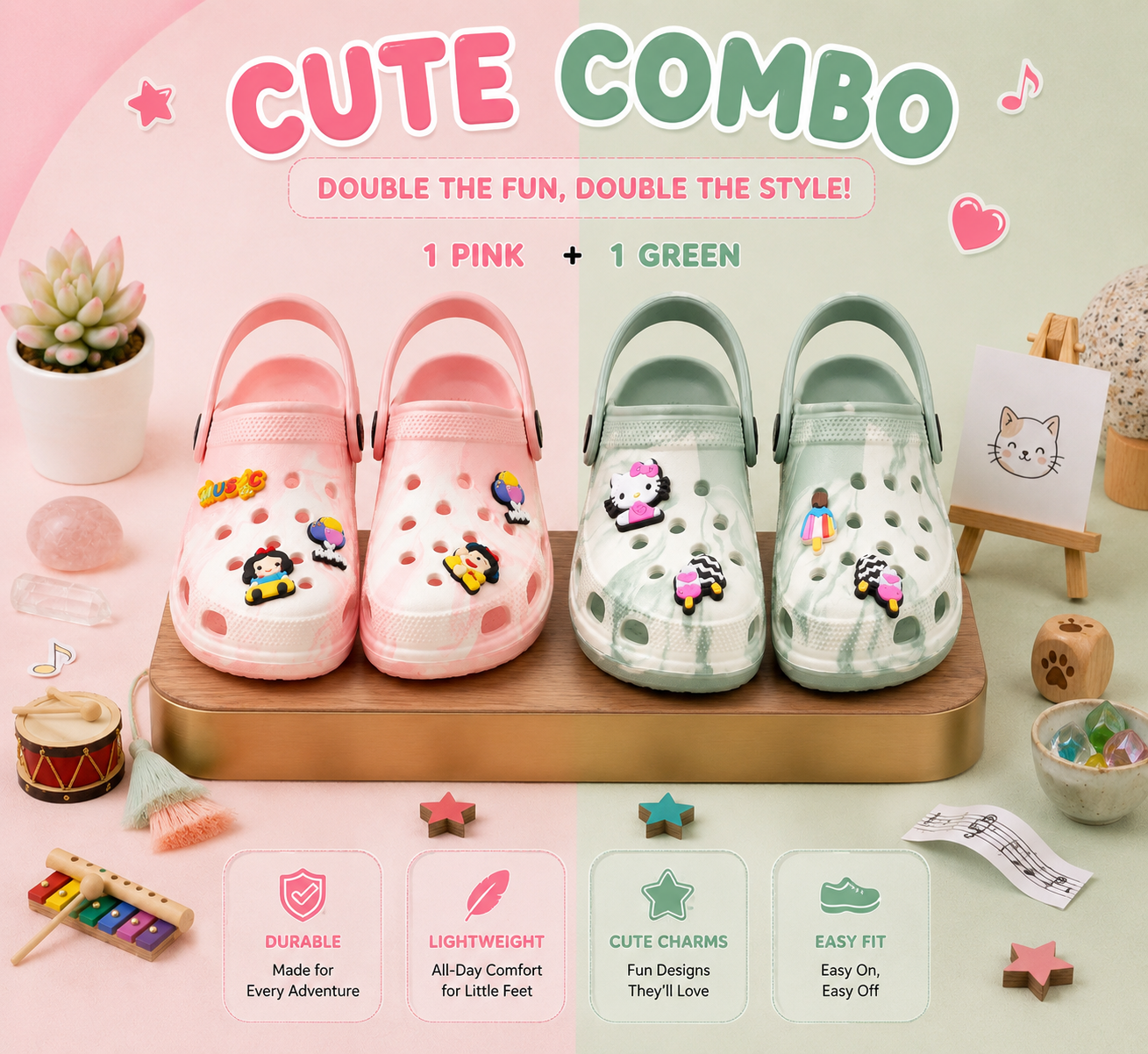DISNEY PRINCESS SLING BACK CLOGS – FOR GIRLS (COMBO)